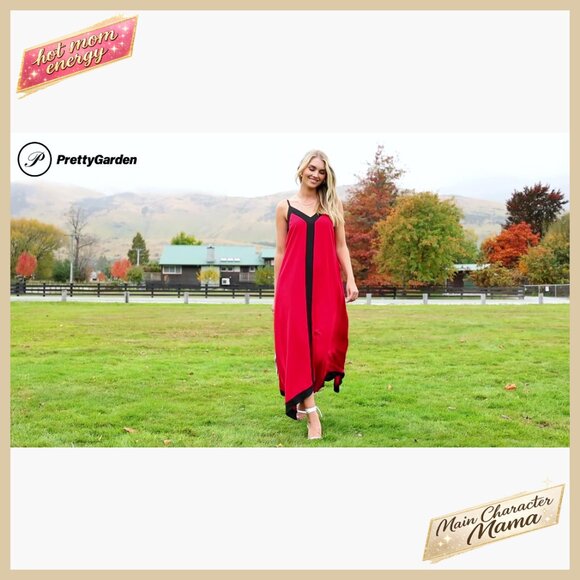 Elegant Maxi Sundress V-Neck Spaghetti Strap Flowy Party Beach Vacation Dress - Picture 7 of 7